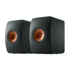 Pair of black speakers with copper accents, KEF LS50 Wireless II Active Hi-Fi Speakers