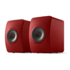 Pair of red speakers, KEF LS50 Wireless II Active Hi-Fi Speakers