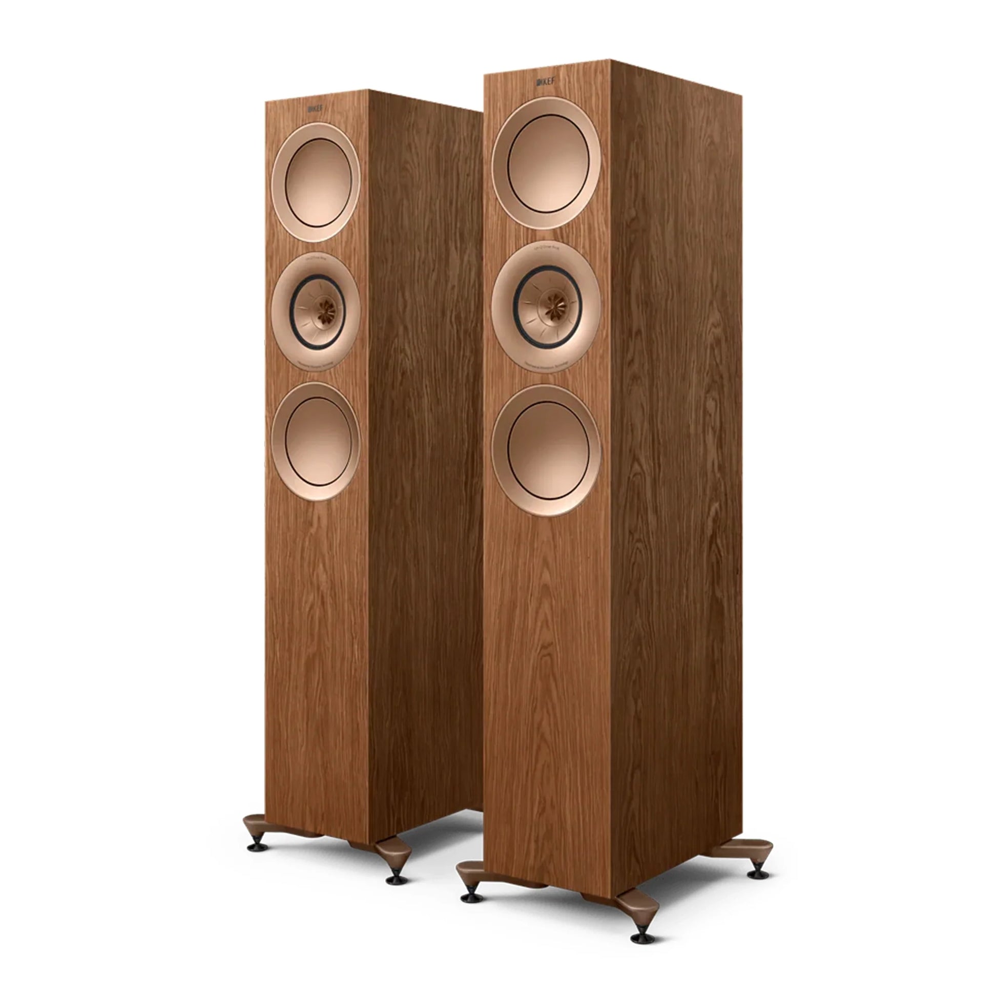 Pair of wooden floor-standing speakers, KEF R7 Meta Floorstanding Speakers