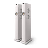 Pair of white floor-standing speakers, KEF LS60 Wireless Active Floorstanding Speakers