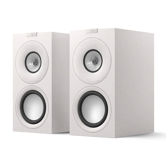 Pair of white speakers, KEF Concerto Meta Floorstanding Speakers 