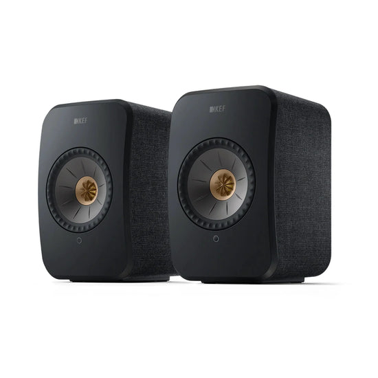 Pair of black KEF speakers, KEF LSX II Wireless Hi-Fi Speakers