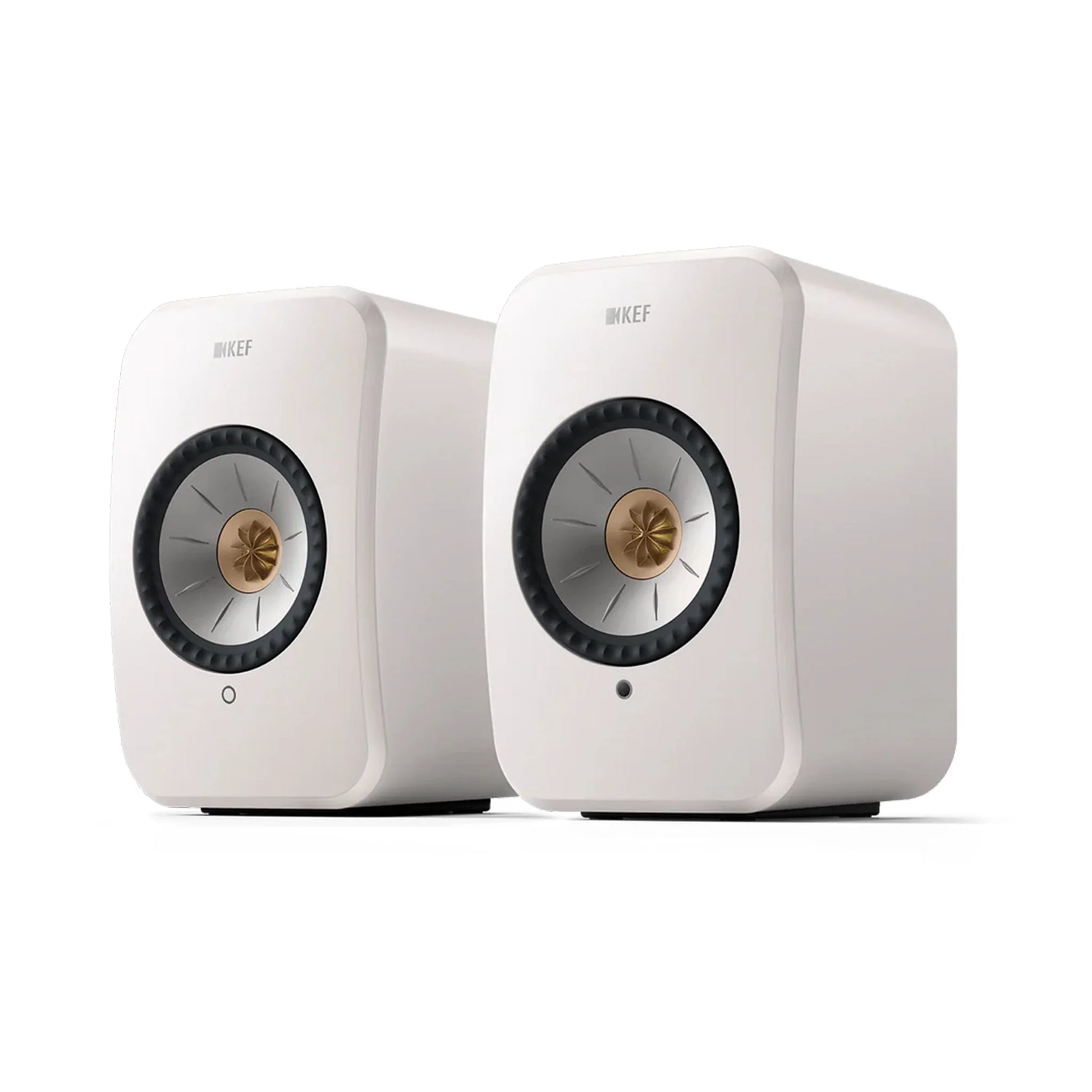 Pair of white KEF speakers, KEF LSX II Wireless Hi-Fi Speakers