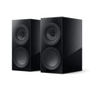 Pair of black speakers, KEF R3 Meta Bookshelf Speakers