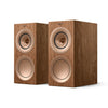 Wooden speakers with beige cones, KEF R3 Meta Bookshelf Speakers