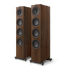 Pair of wooden speakers with multiple drivers, KEF Q11 Meta Floorstanding Speakers