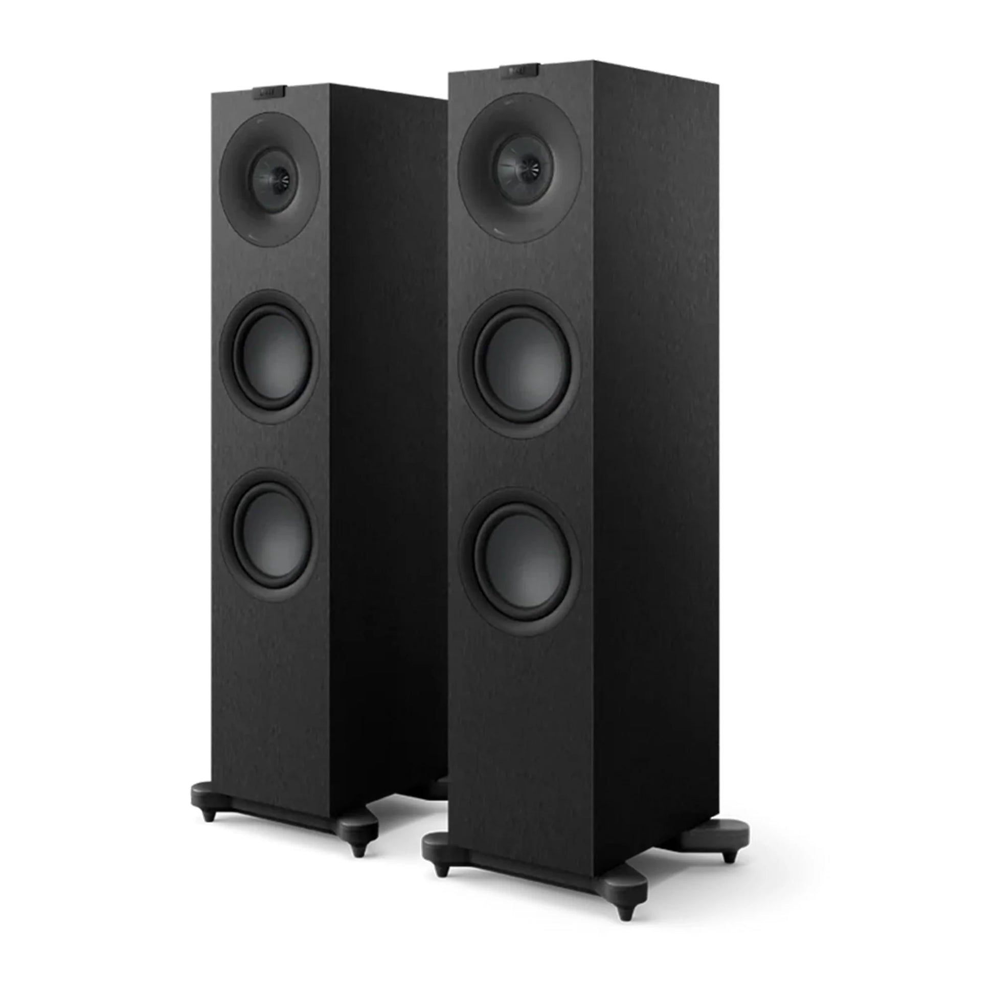 Pair of black floor-standing speakers, KEF Q7 Meta Floorstanding Speakers