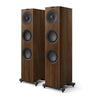 Pair of wooden speakers with multiple drivers, KEF Q7 Meta Floorstanding Speakers