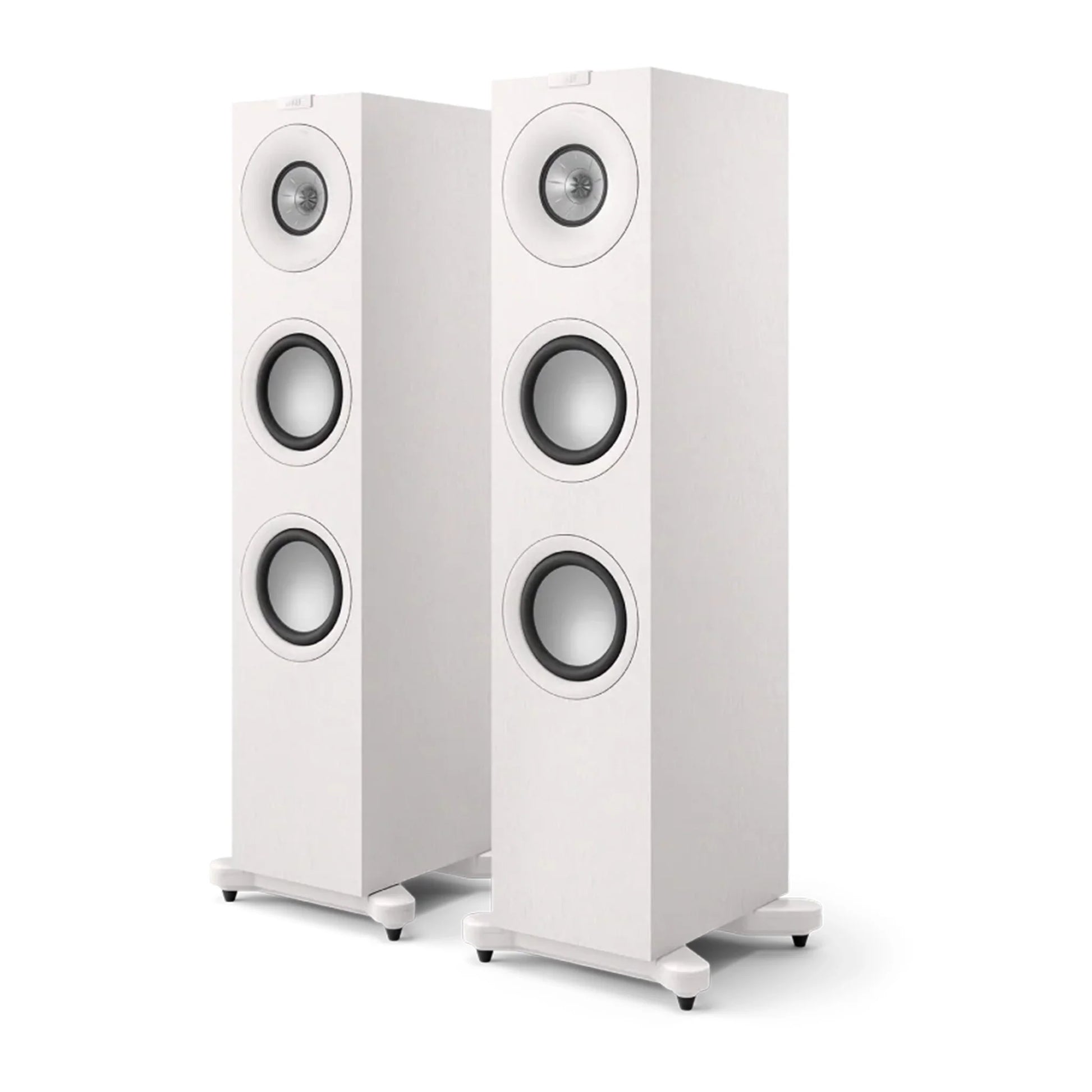Pair of white floor-standing speakers, KEF Q7 Meta Floorstanding Speakers