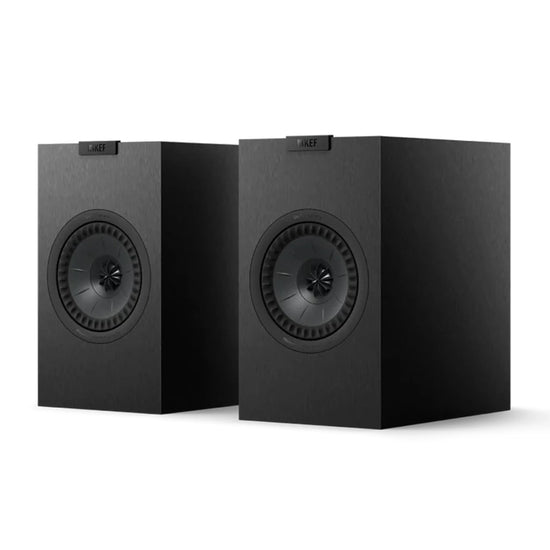 Pair of black KEF speakers, KEF Q1 Meta Bookshelf Speakers